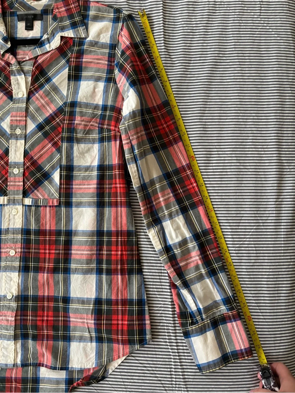 J. Crew Red, Blue and White Plaid Button-Down Shirt